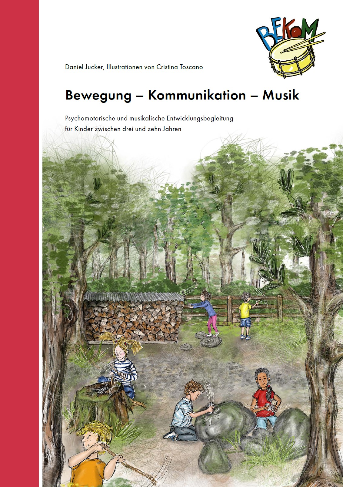  L'image montre la couverture du livre. On y voit des enfants qui jouent dans la forêt. 